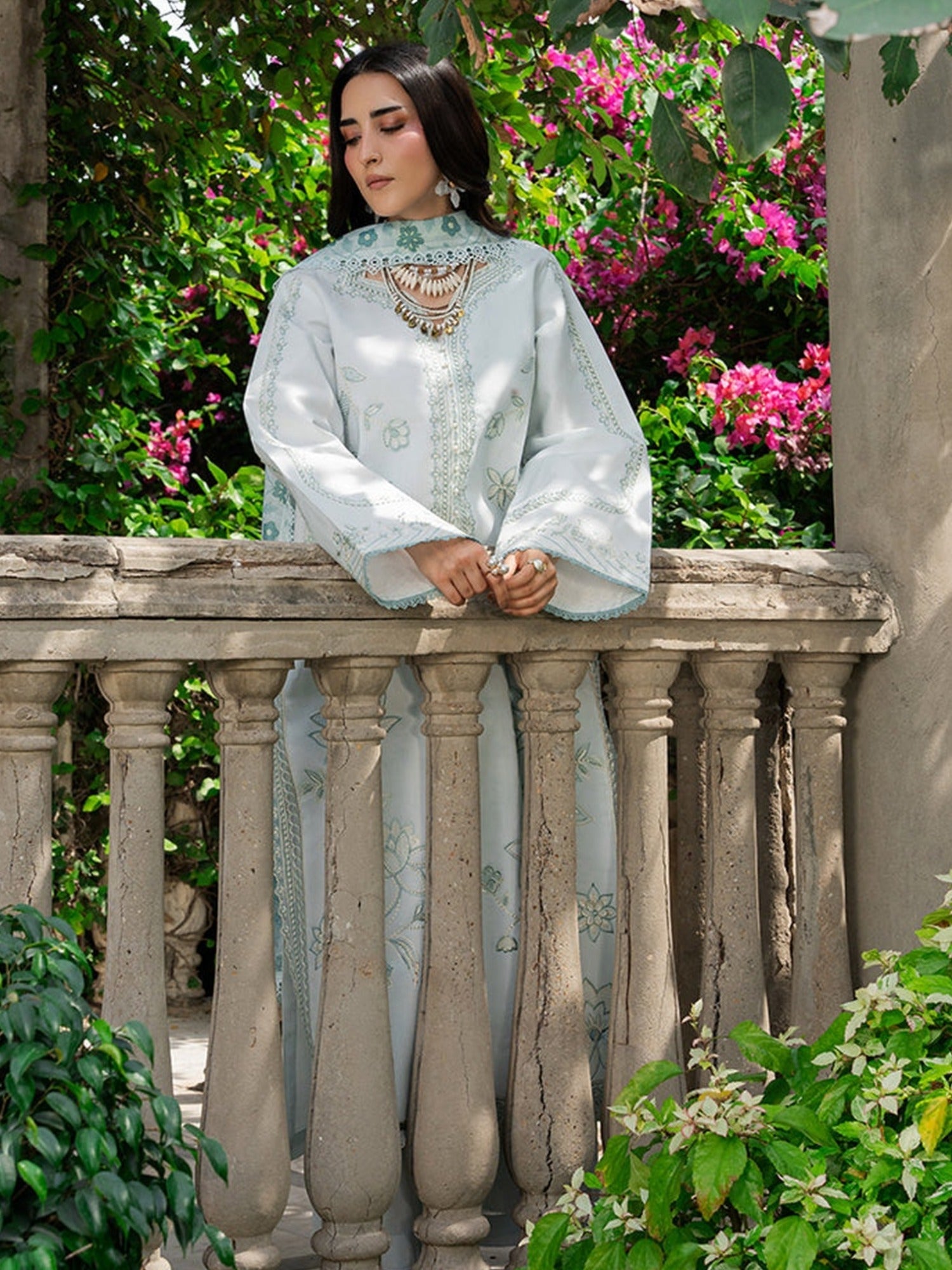 Blue Mahnur Amaya Lawn'26 Embroidered Stitched 3-Piece Suit-MU-03