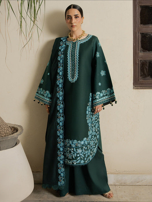 Green Mahnur Amaya Lawn'26 Embroidered Stitched 3-Piece Suit-MU-04