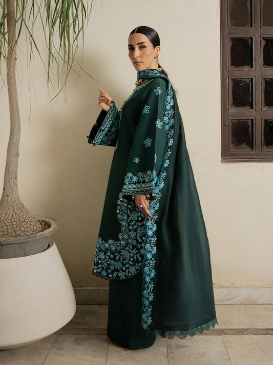 Green Mahnur Amaya Lawn'26 Embroidered Stitched 3-Piece Suit-MU-04