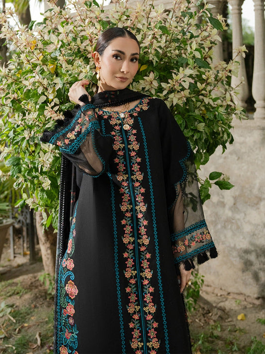 Black Mahnur Amaya Lawn'26 Embroidered Stitched 3-Piece Suit-MU-06