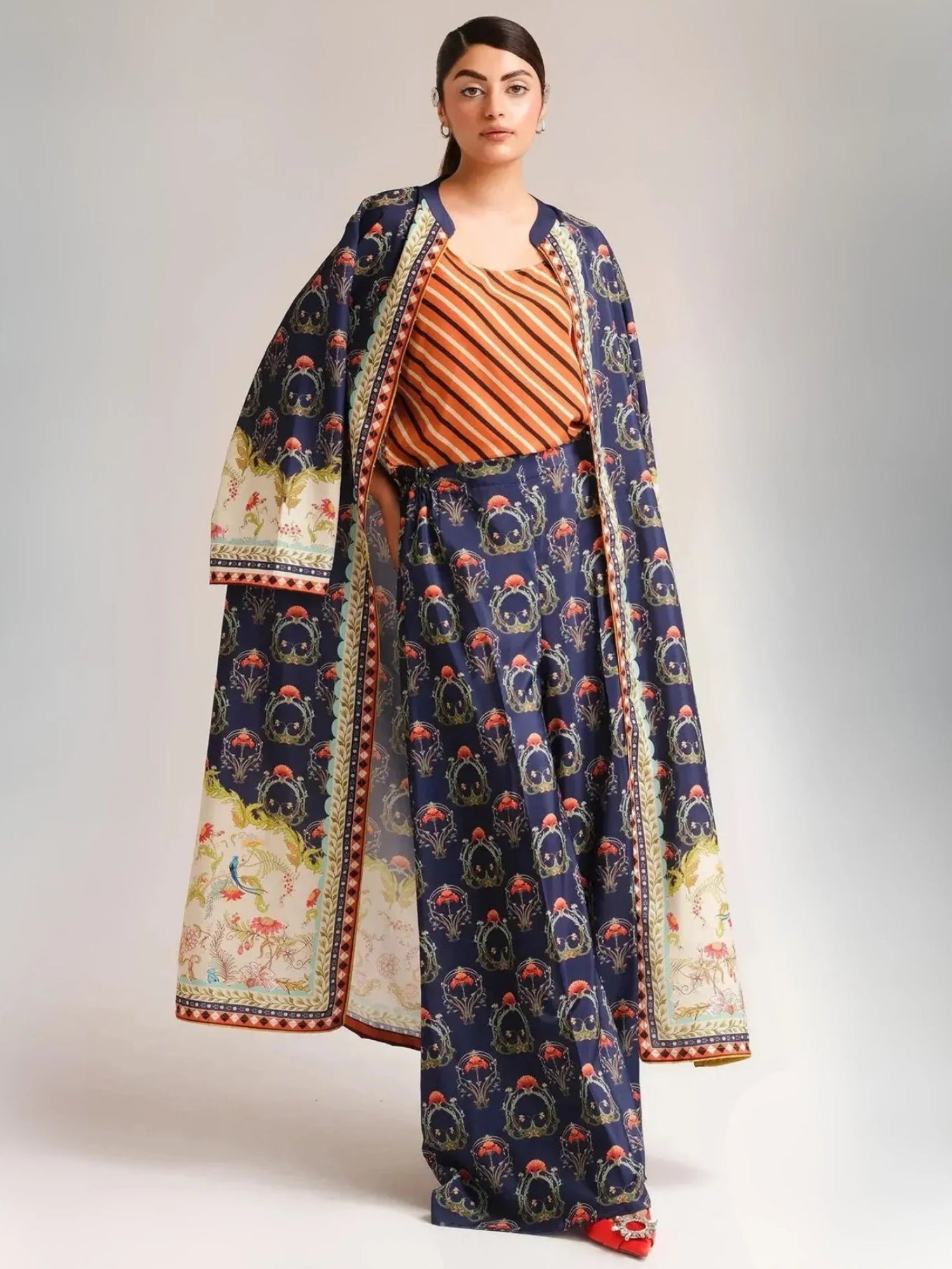 Blue Multi MH Cloth House Blended Lawn Printed Co-Ord Set-Lalarukh