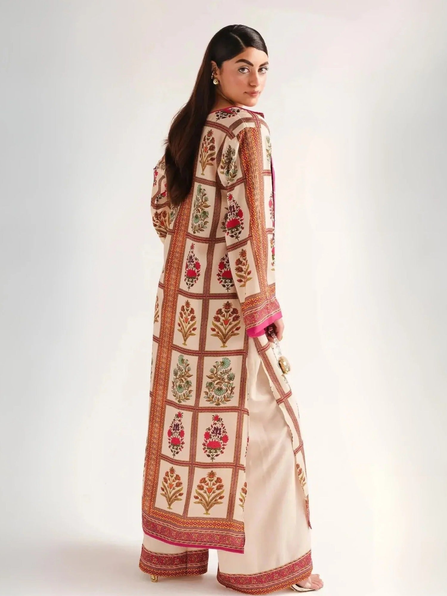 Beige MH Cloth House Blended Lawn Printed Co-Ord Set-Parisha