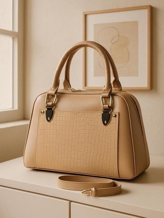 Brown-Zebaish Collection Hand Bag-ZB-056