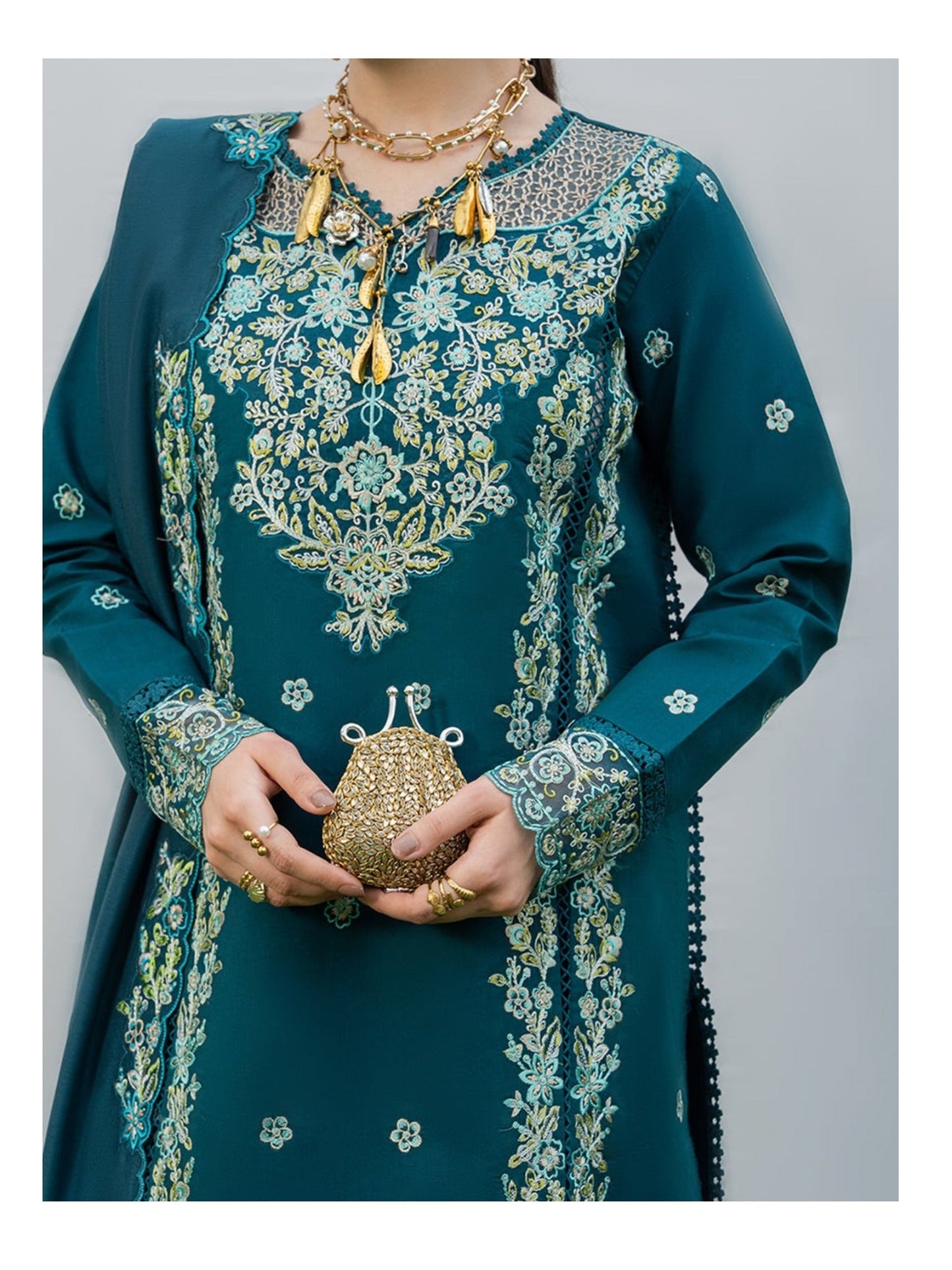 Blue Mahnur Amaya Lawn'26 Embroidered Stitched 3-Piece Suit-MU-08