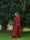 Maroon Mahnur Amaya Lawn'26 Embroidered Stitched 3-Piece Suit-MU-09
