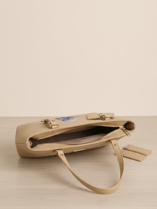 Cream-Zebaish Collection Tote Bag-ZB-049