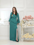 Green-Ruby's Couture Basic Element'25 Georgette Dress Set-Seaweed