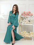Green-Ruby's Couture Basic Element'25 Georgette Dress Set-Seaweed