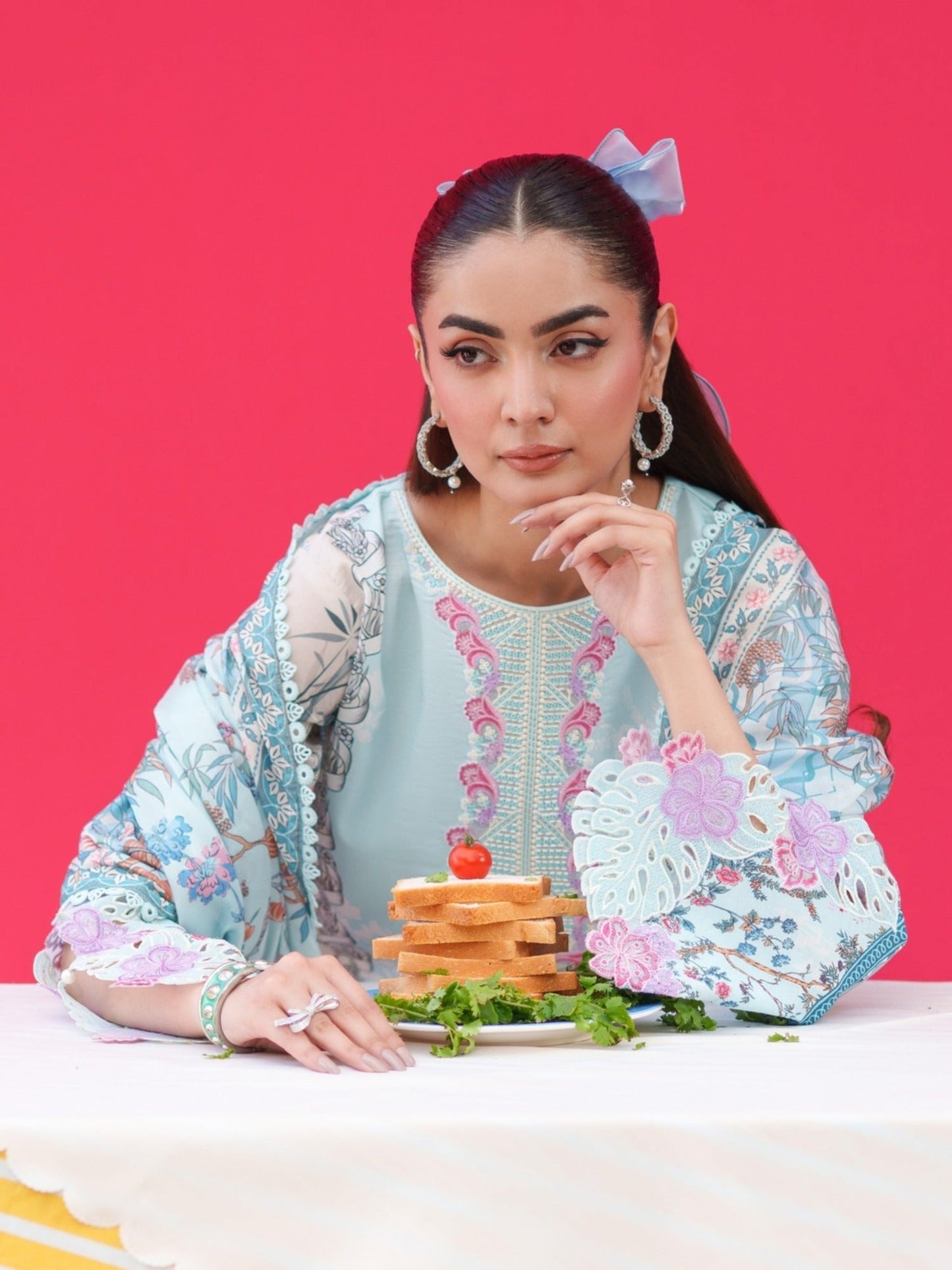 Blue Parishay Azmir Printed Lawn'26 Embroidered Unstitched 3-Piece Suit-AZ-11