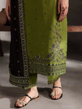 Olive Ayat Closet Linen Embroidered Stitched 3-Piece Suit-Ezzal