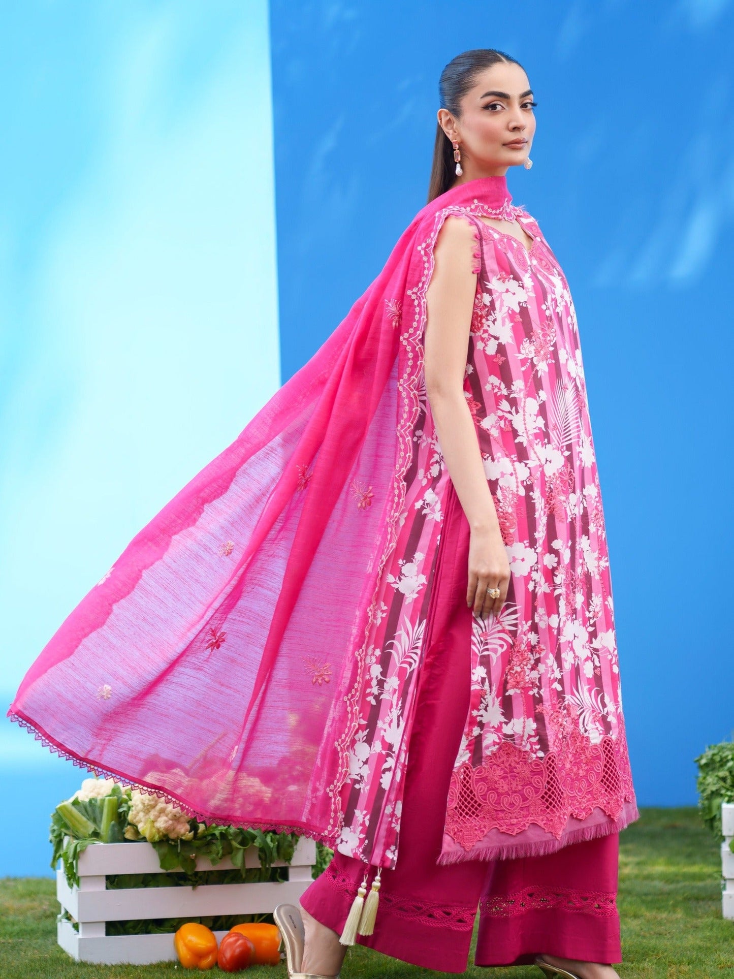 Pink Parishay Azmir Printed Lawn '26 Embroidered Unstitched 3-Piece Suit-AZ-02