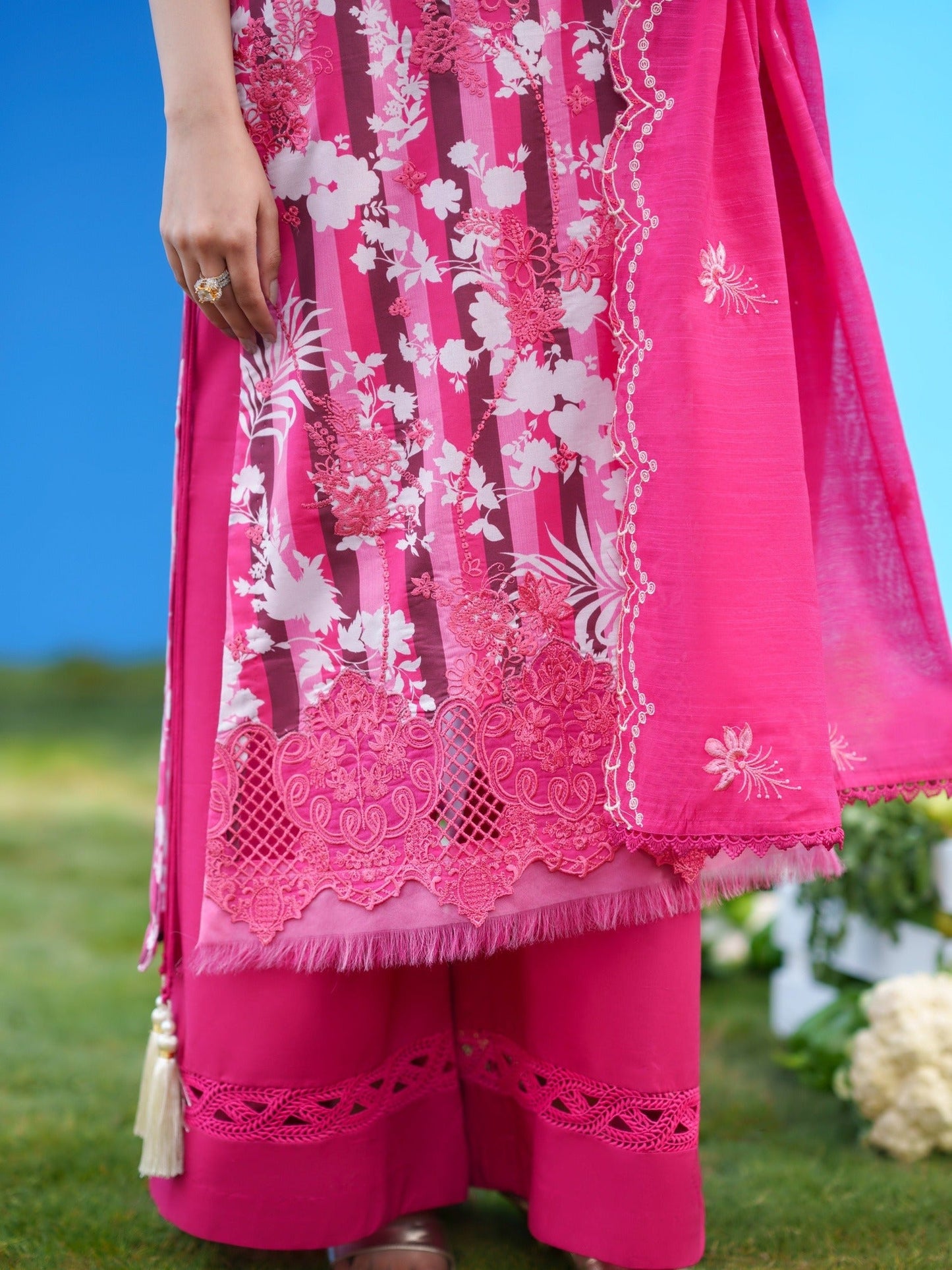 Pink Parishay Azmir Printed Lawn '26 Embroidered Unstitched 3-Piece Suit-AZ-02