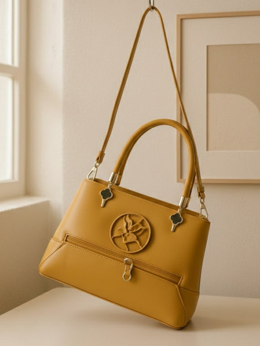 Musterd Yellow-Zebaish Collection Hand Bag-ZB-043