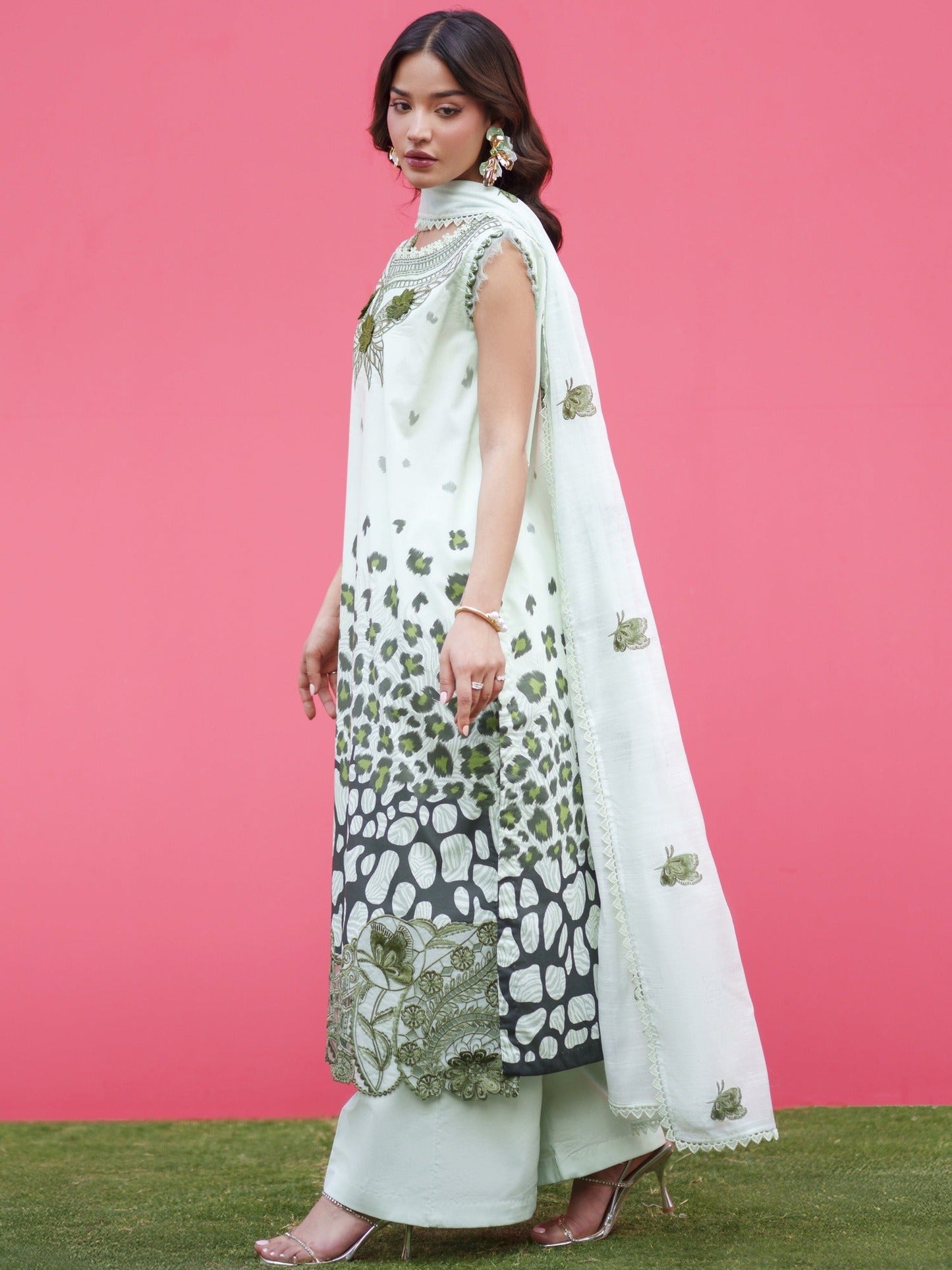Green Parishay Azmir Printed Lawn '26 Embroidered Unstitched 3-Piece Suit-AZ-03