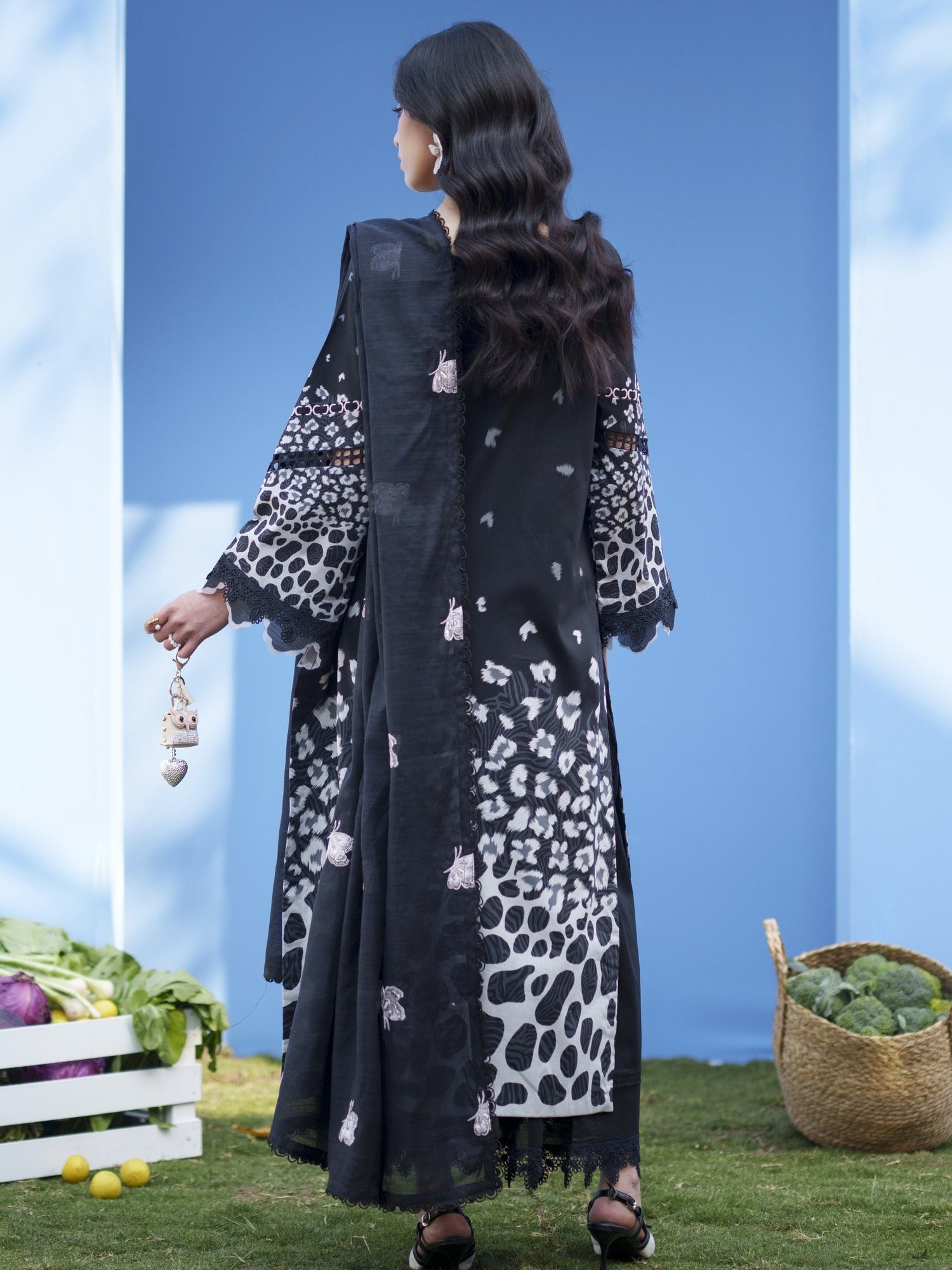 Black Parishay Azmir Printed Lawn '26 Embroidered Unstitched 3-Piece Suit-AZ-04