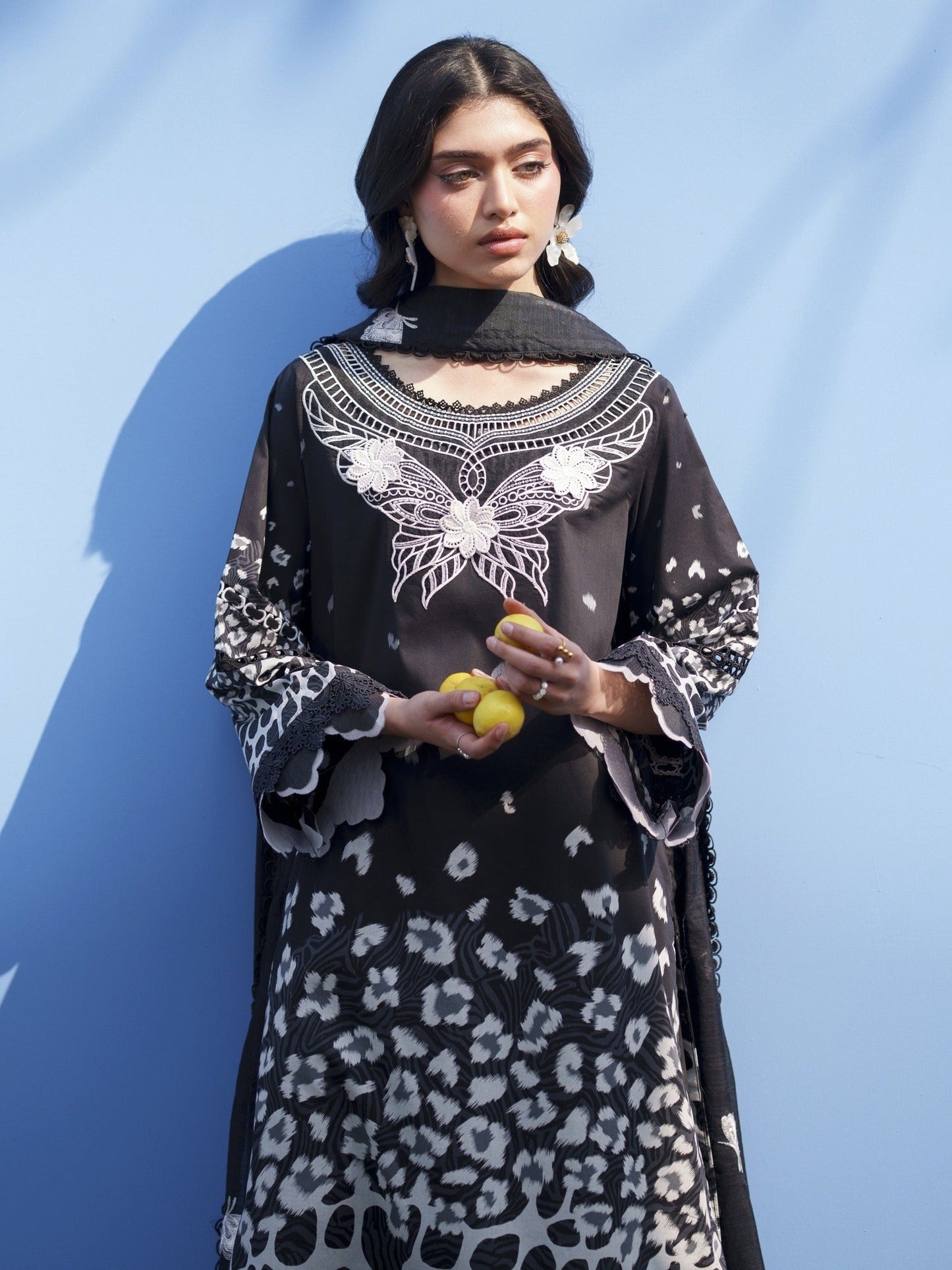 Black Parishay Azmir Printed Lawn '26 Embroidered Unstitched 3-Piece Suit-AZ-04