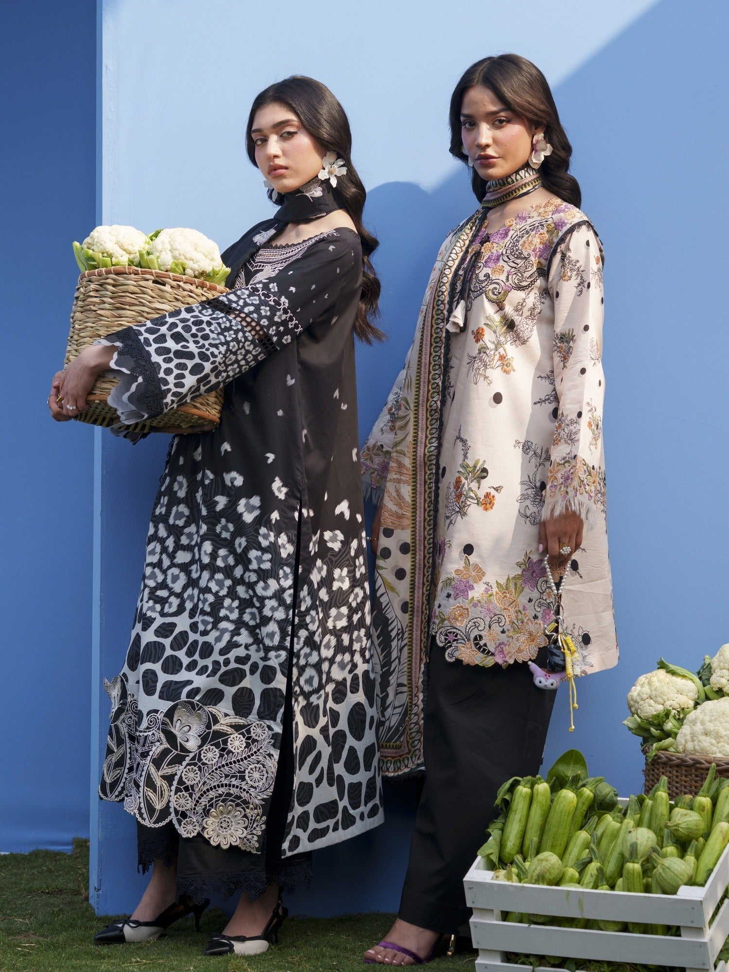 Black Parishay Azmir Printed Lawn '26 Embroidered Unstitched 3-Piece Suit-AZ-04