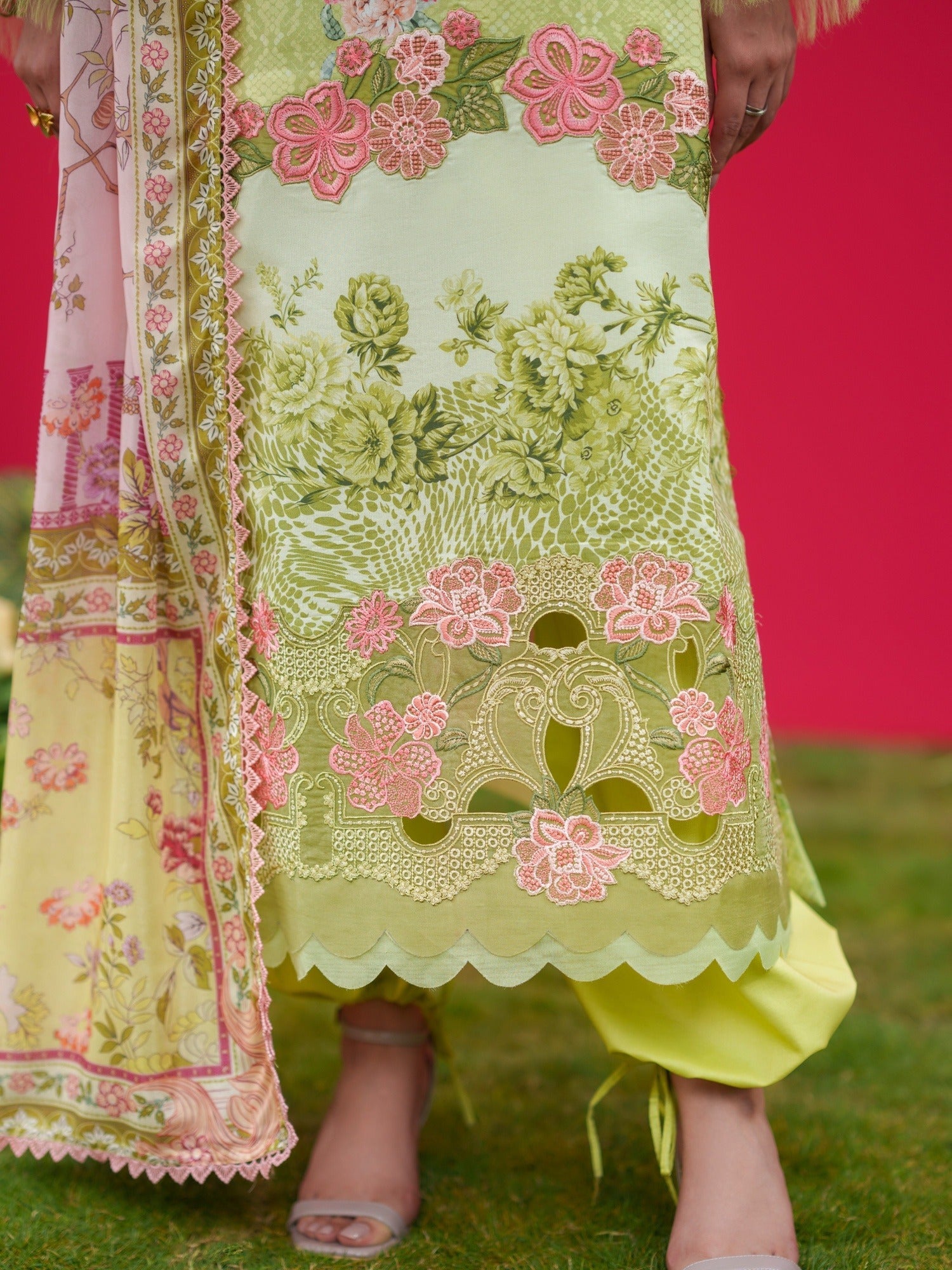 Mint Green Parishay Azmir Printed Lawn'26 Embroidered Unstitched 3-Piece Suit-AZ-05