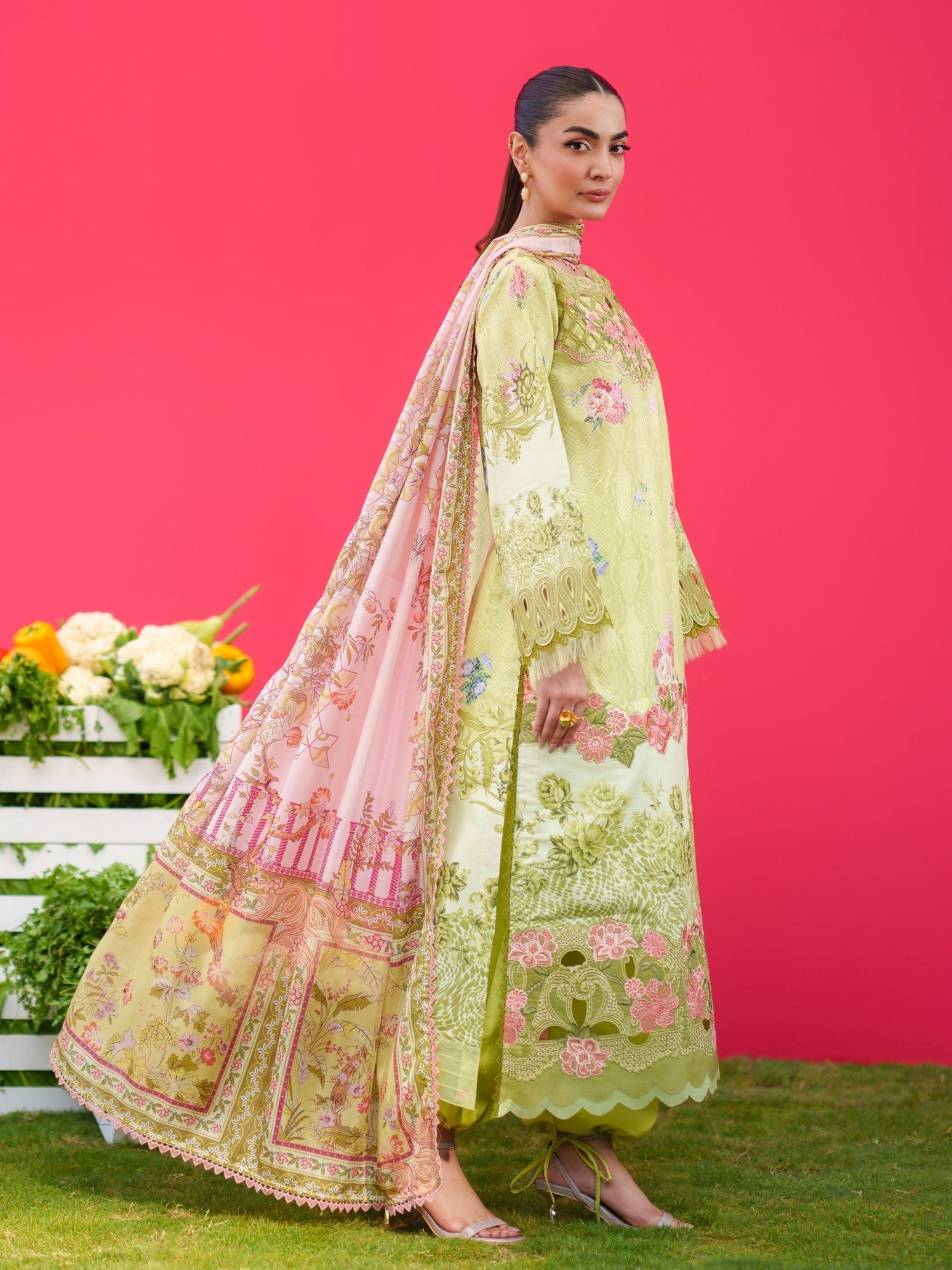 Mint Green Parishay Azmir Printed Lawn'26 Embroidered Unstitched 3-Piece Suit-AZ-05