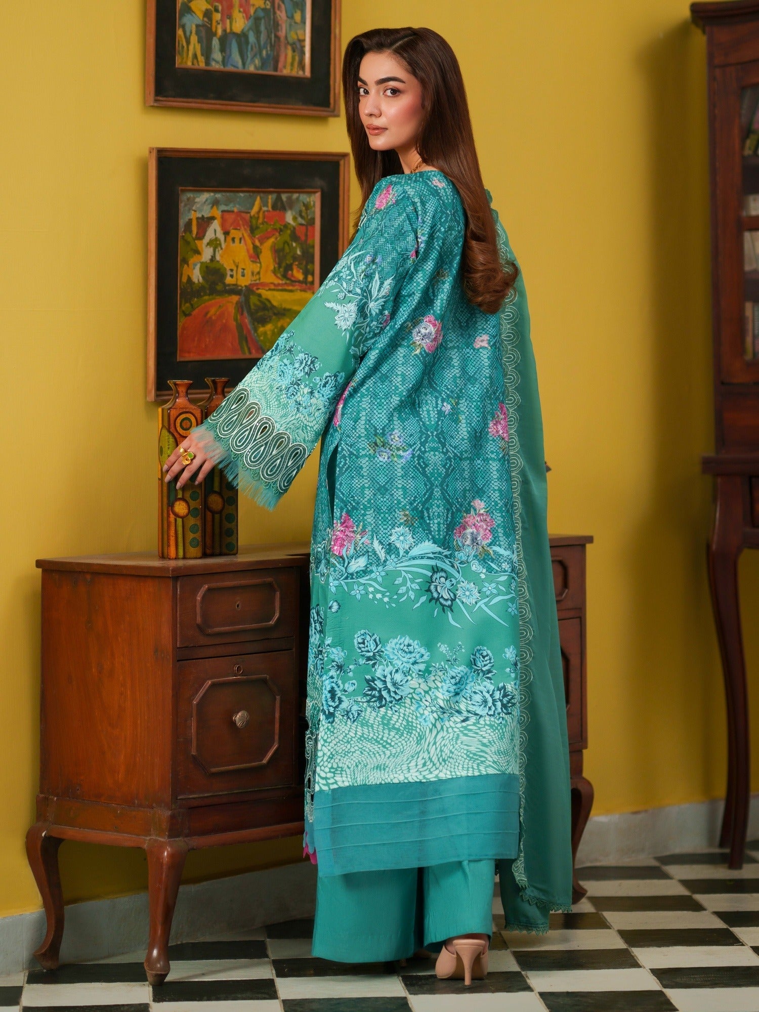 Blue Parishay Azmir Printed Lawn '26 Embroidered Unstitched 3-Piece Suit-AZ-06