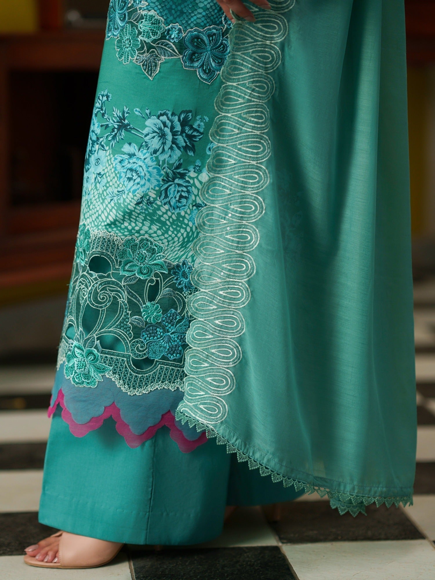 Blue Parishay Azmir Printed Lawn '26 Embroidered Unstitched 3-Piece Suit-AZ-06