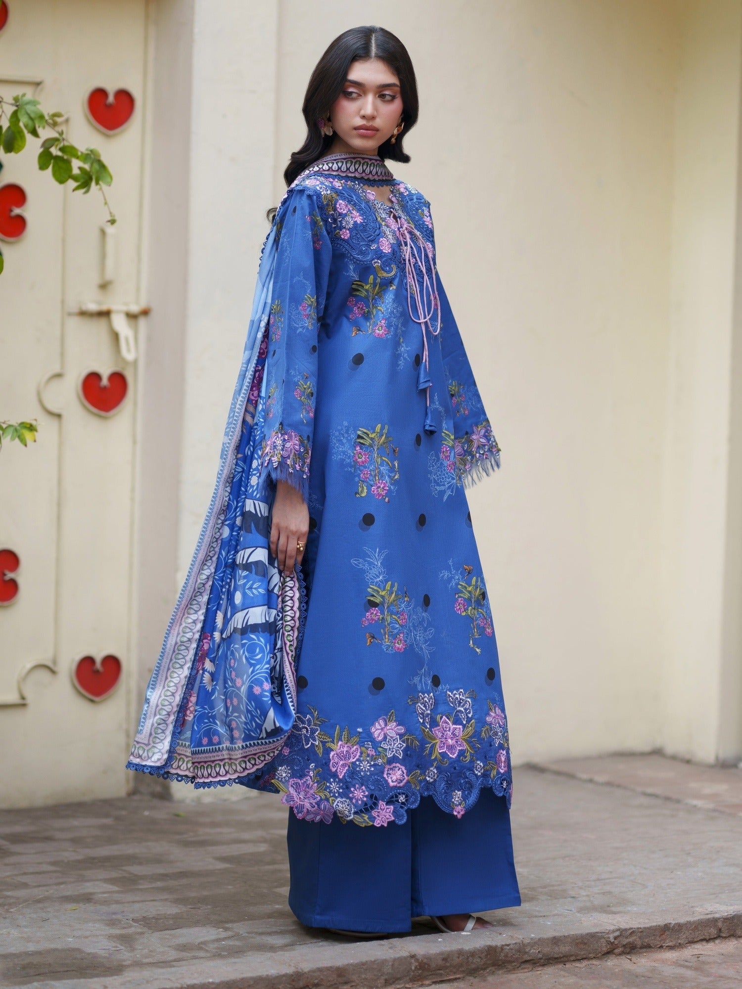 Blue Parishay Azmir Printed Lawn'26 Embroidered Unstitched 3-Piece Suit-AZ-07