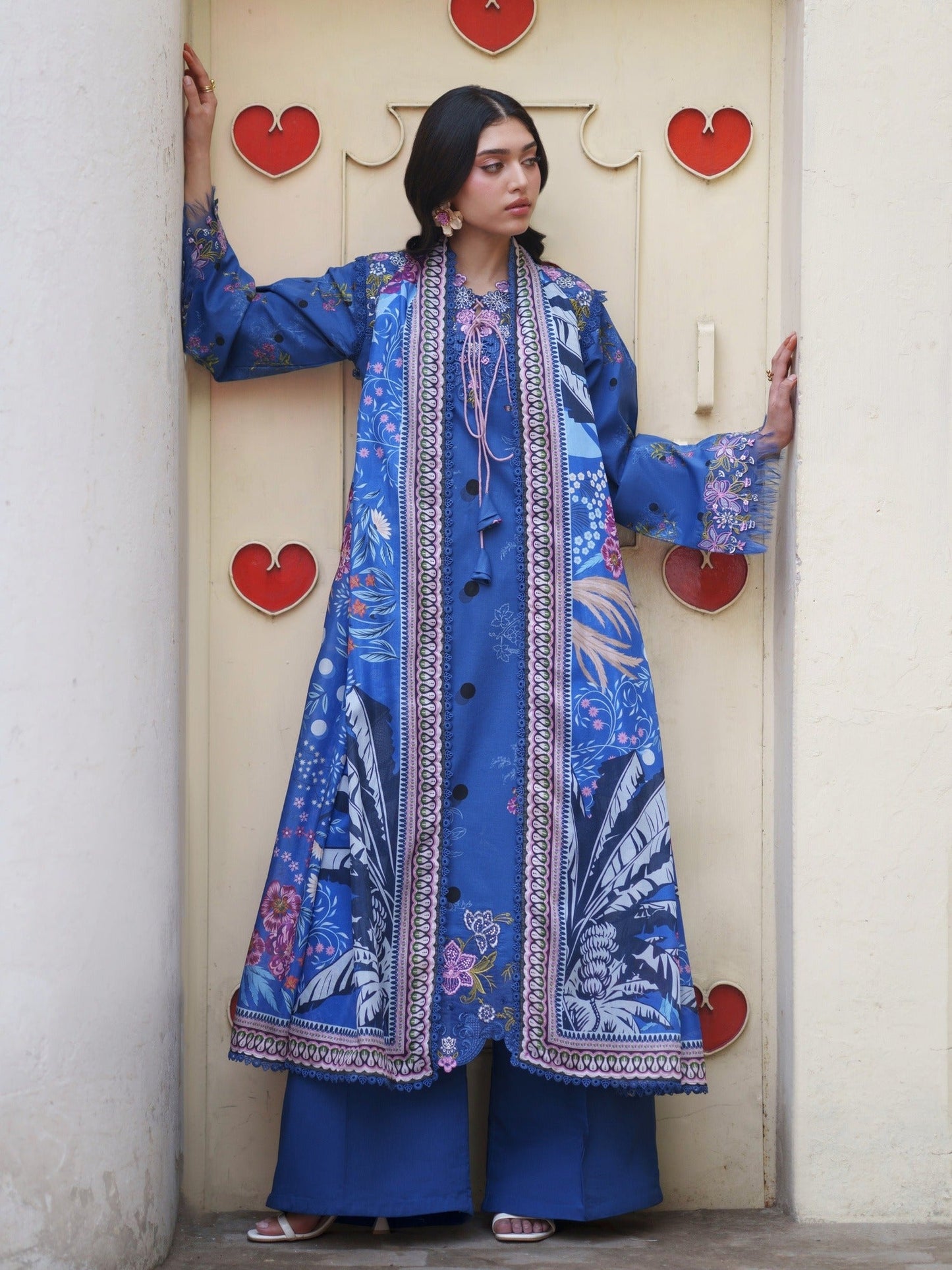 Blue Parishay Azmir Printed Lawn'26 Embroidered Unstitched 3-Piece Suit-AZ-07