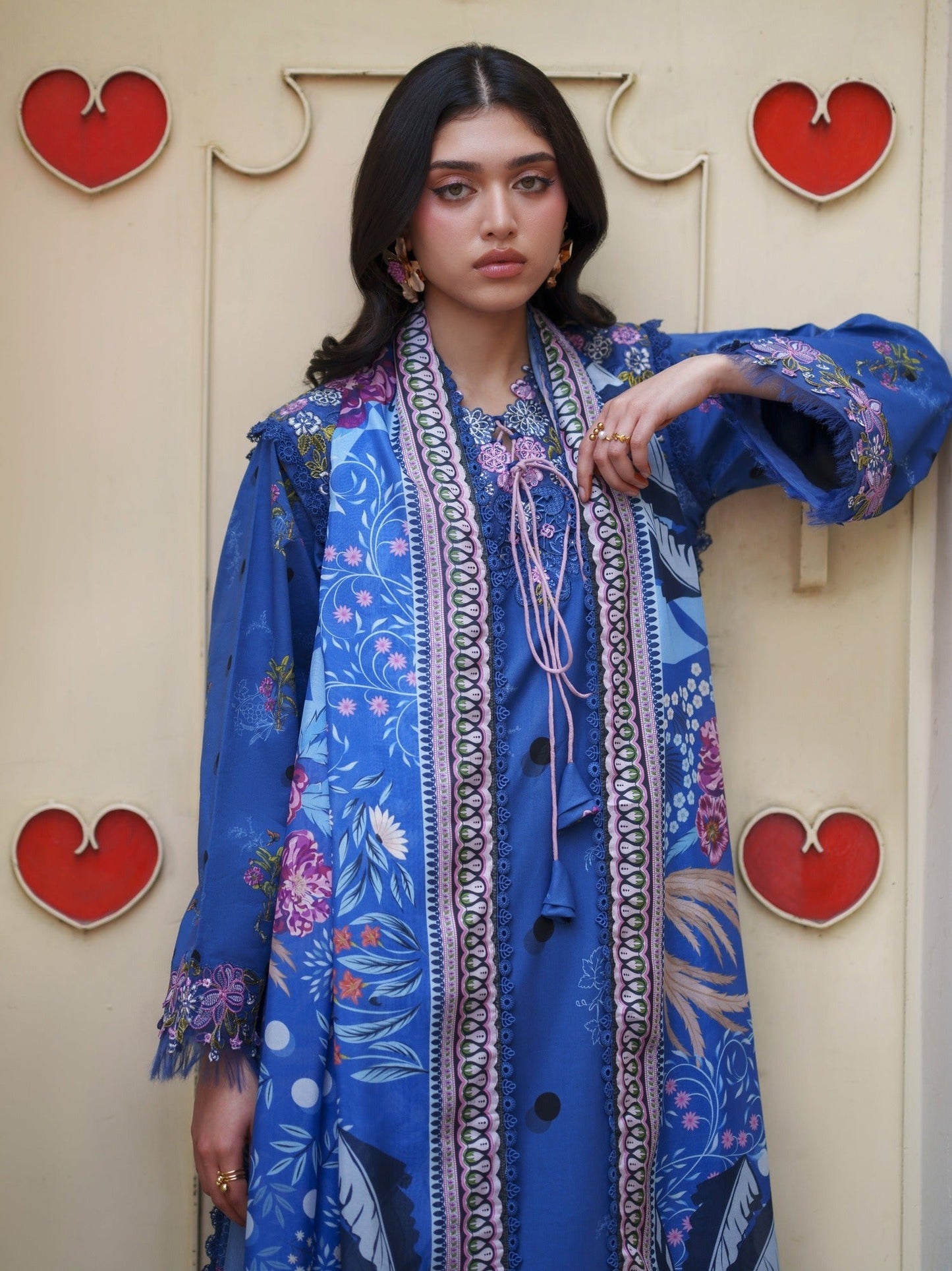 Blue Parishay Azmir Printed Lawn'26 Embroidered Unstitched 3-Piece Suit-AZ-07
