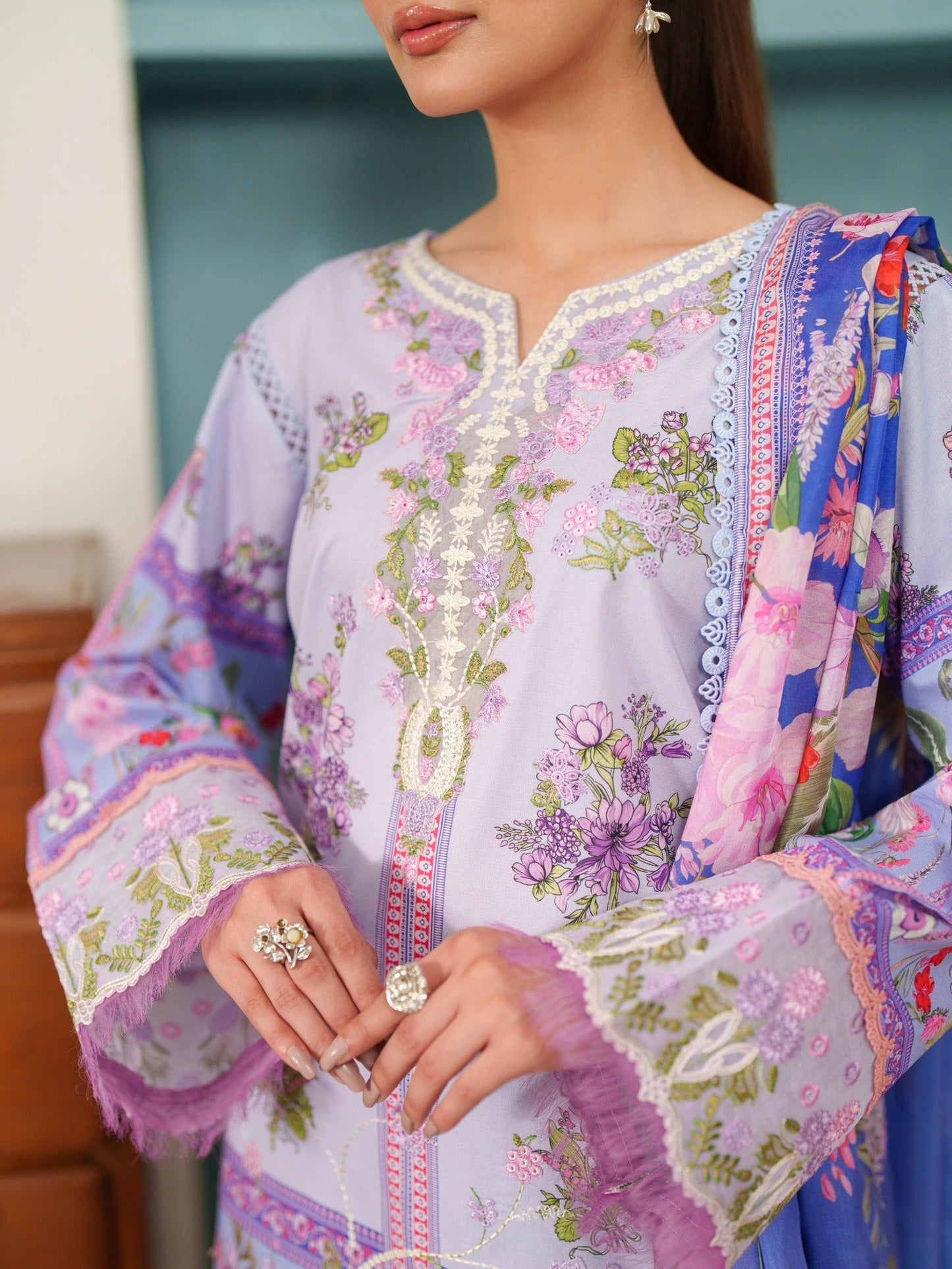 Lilac Parishay Azmir Printed Lawn'26 Embroidered Unstitched 3-Piece Suit-AZ-09