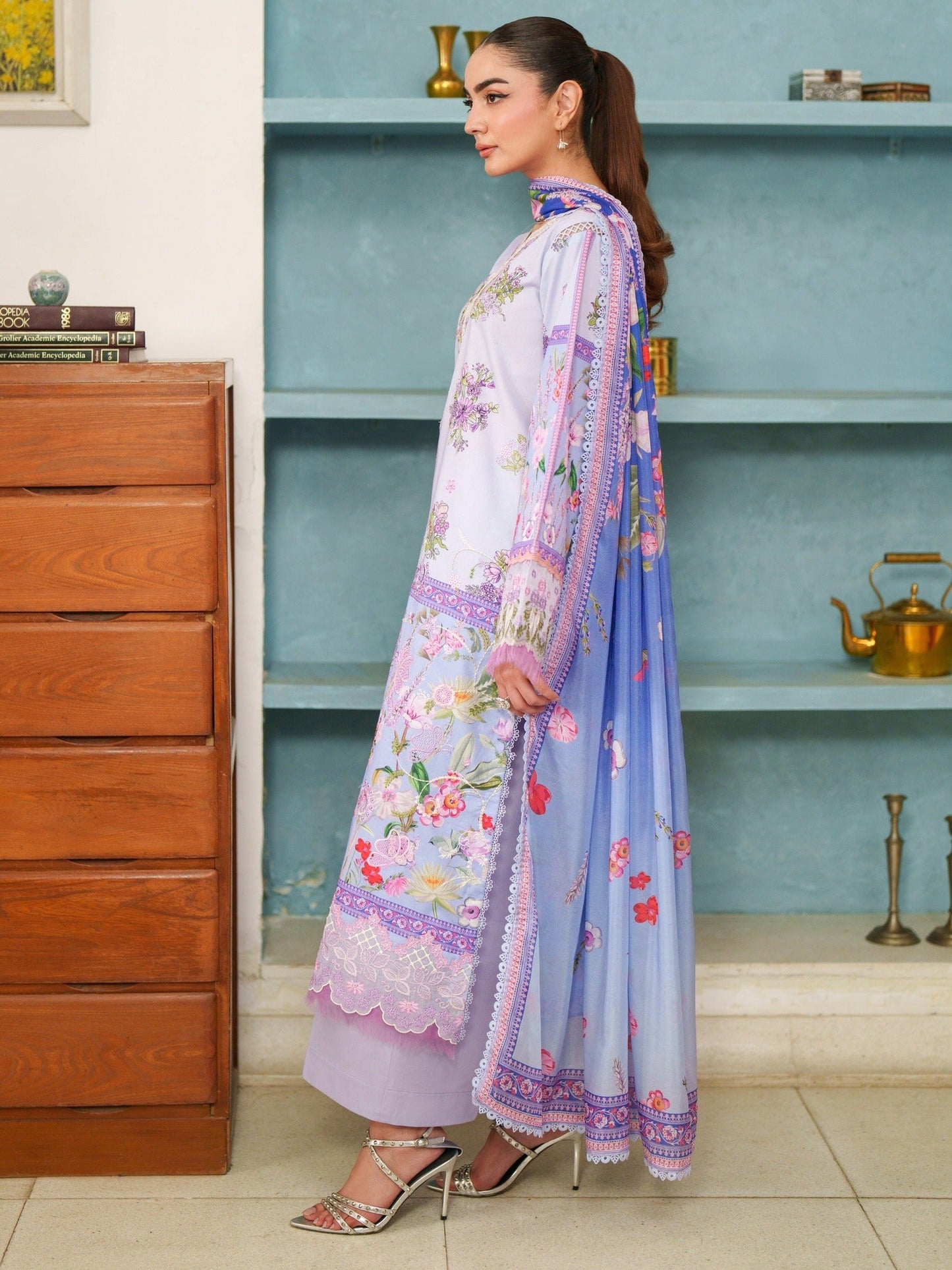 Lilac Parishay Azmir Printed Lawn'26 Embroidered Unstitched 3-Piece Suit-AZ-09