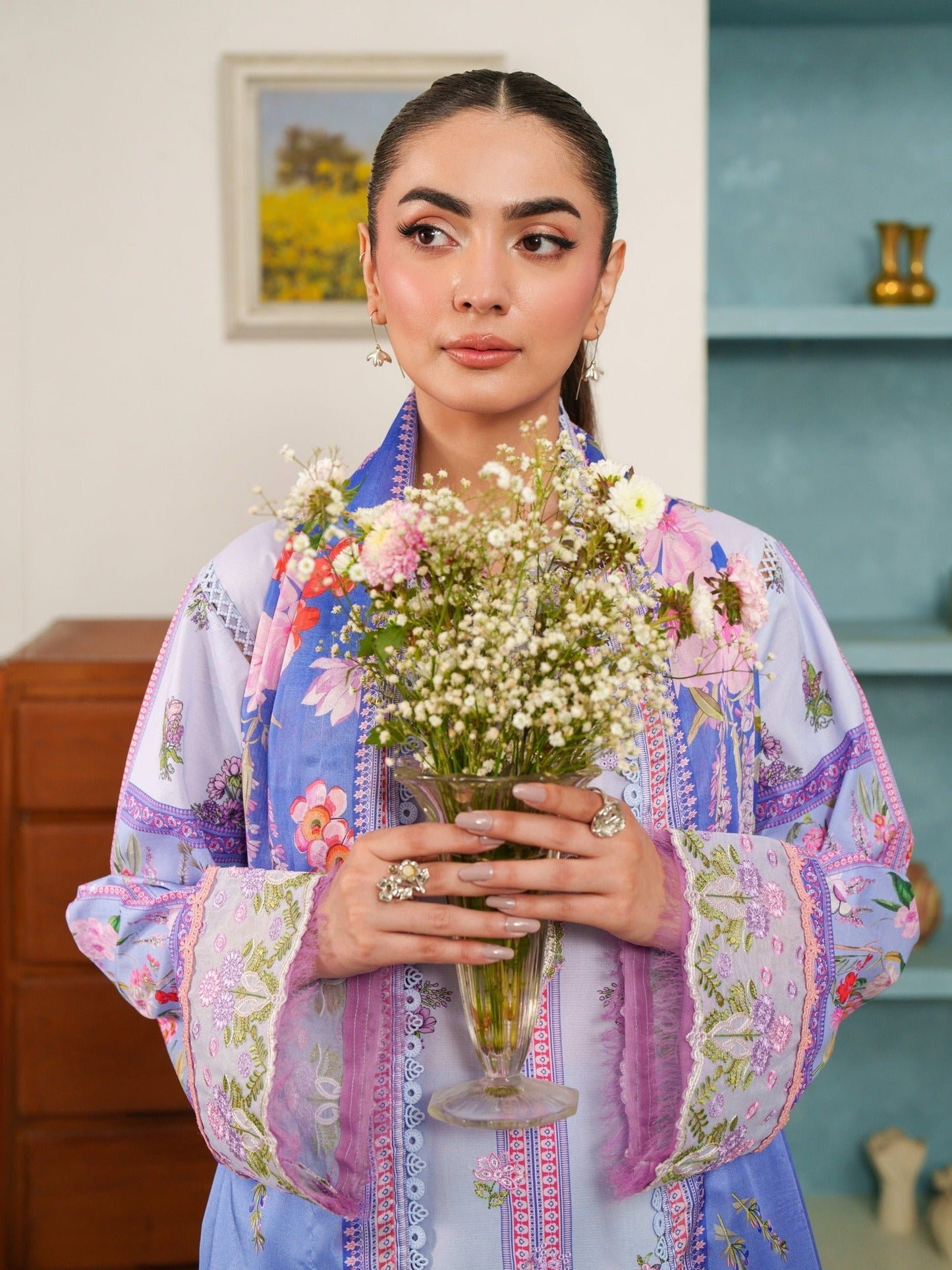Lilac Parishay Azmir Printed Lawn'26 Embroidered Unstitched 3-Piece Suit-AZ-09