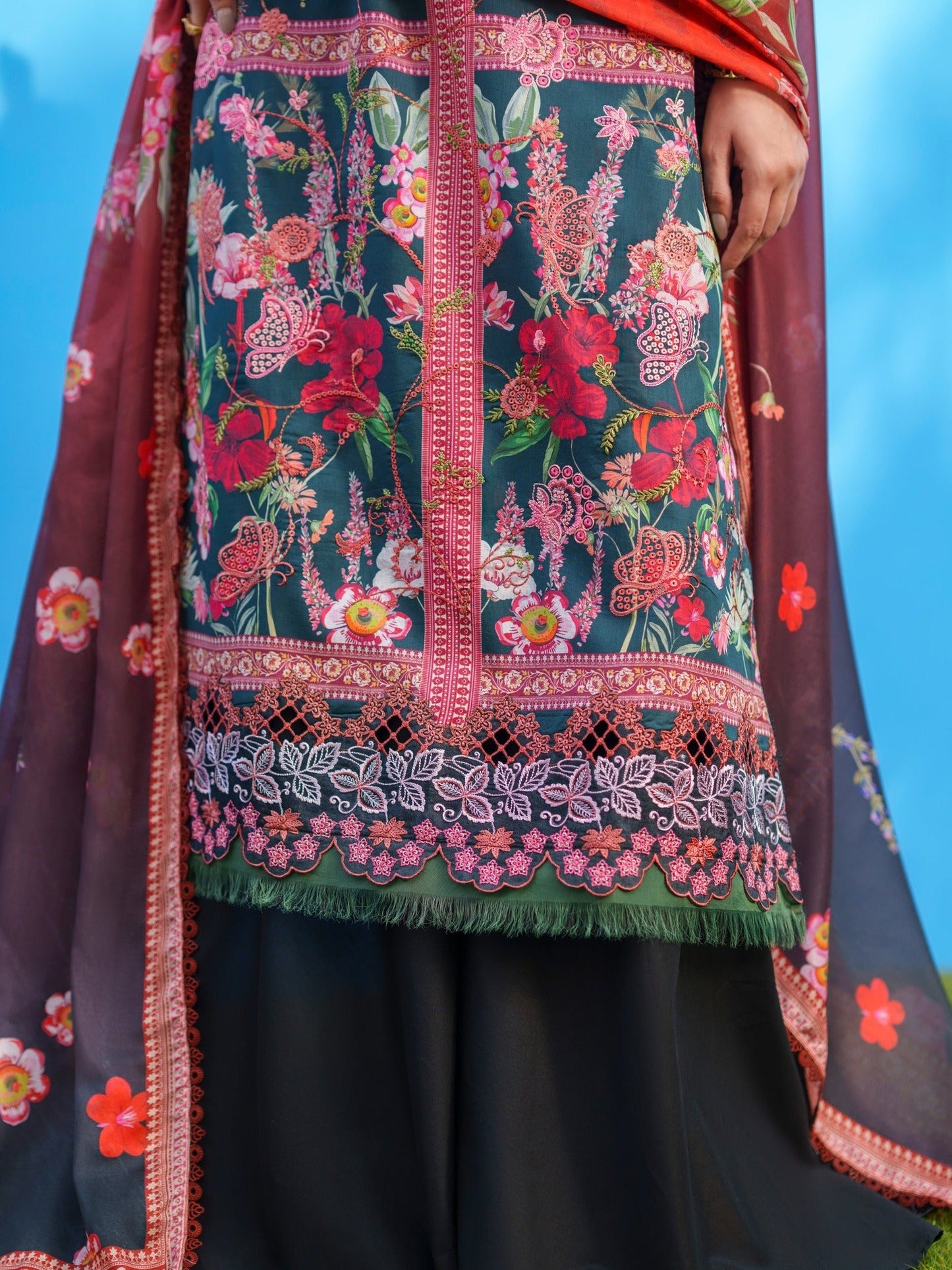 Blue Parishay Azmir Printed Lawn'26 Embroidered Unstitched 3-Piece Suit-AZ-10