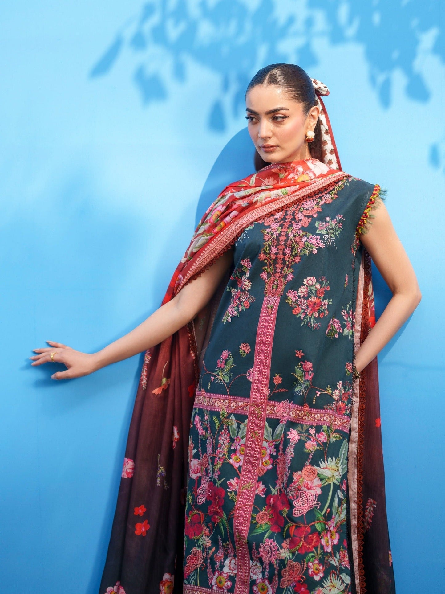 Blue Parishay Azmir Printed Lawn'26 Embroidered Unstitched 3-Piece Suit-AZ-10