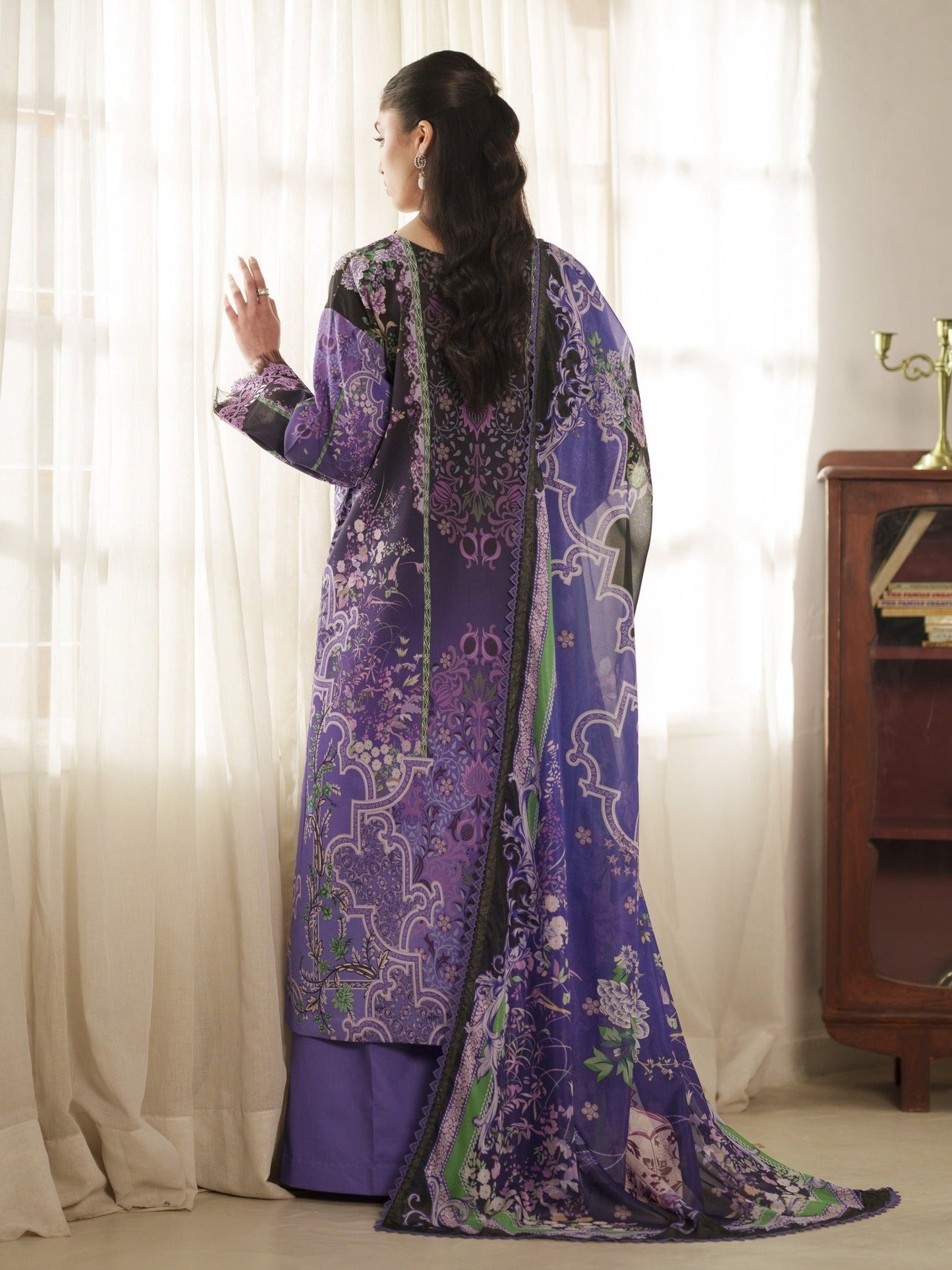 Purple Parishay Azmir Printed Lawn'26 Embroidered Unstitched 3-Piece Suit-AZ-13