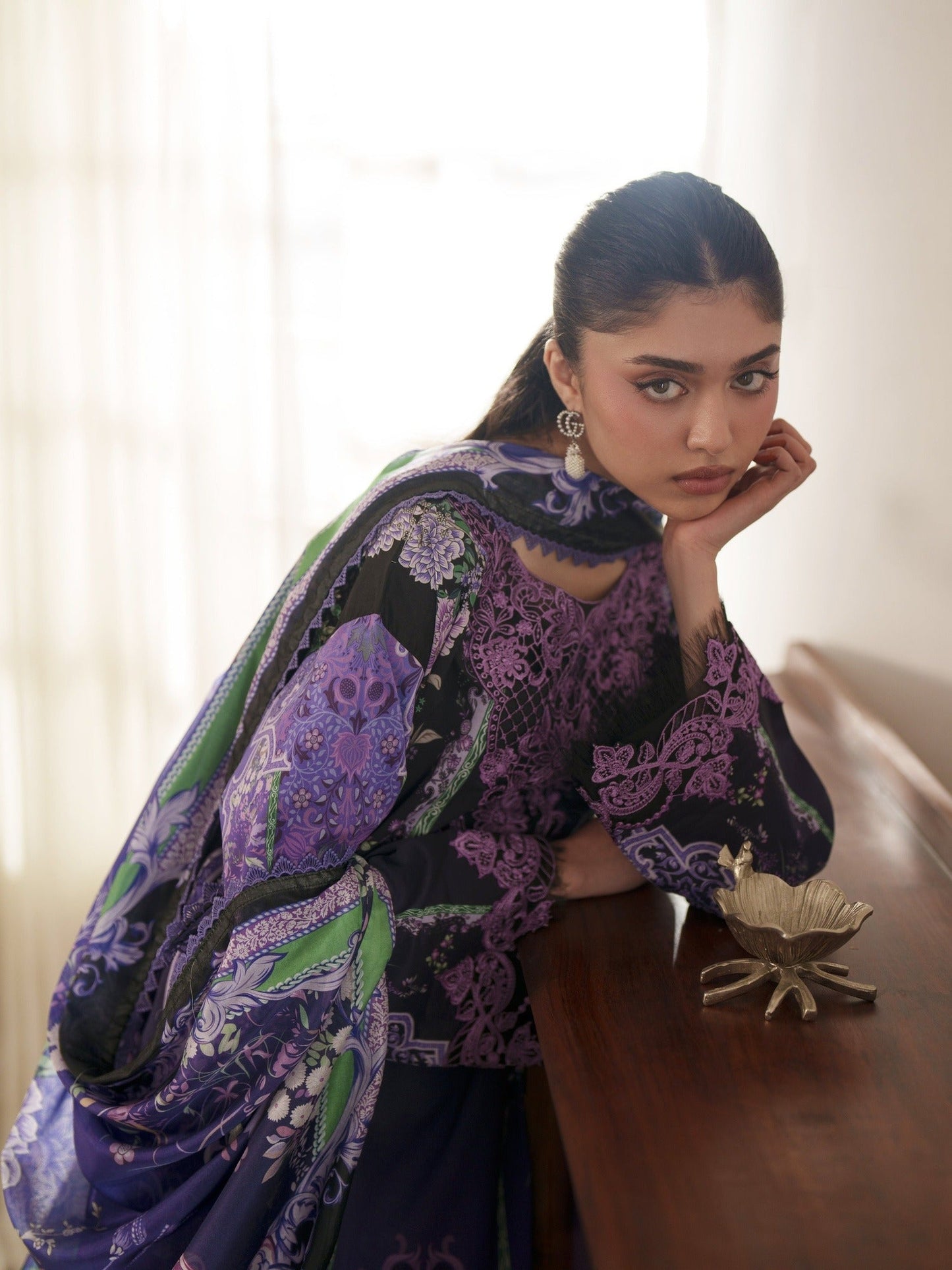 Purple Parishay Azmir Printed Lawn'26 Embroidered Unstitched 3-Piece Suit-AZ-13