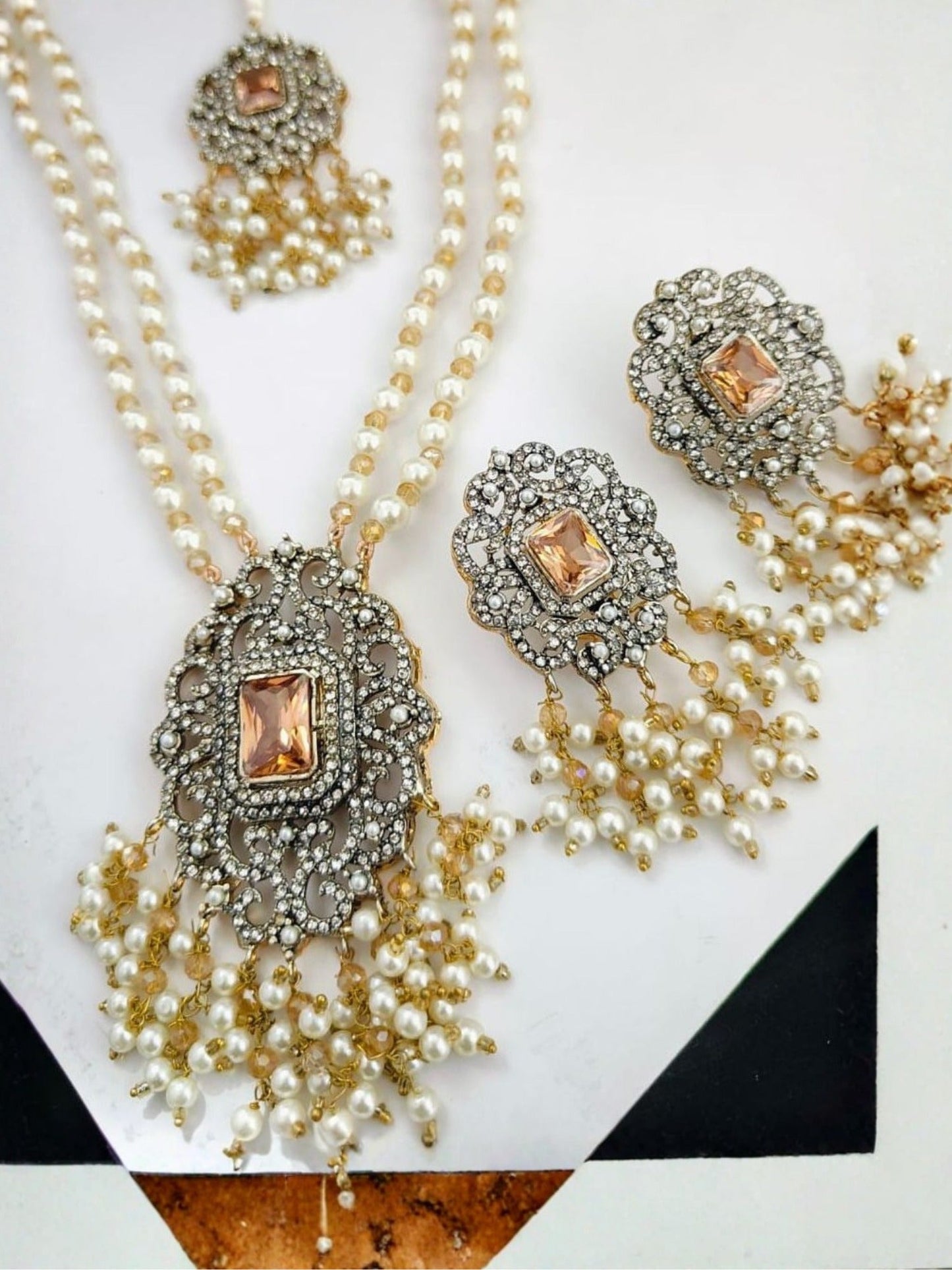Champagne-Orya Jewellery Champagne Pearl Jewellery Set