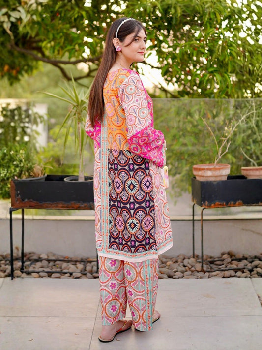 Multi MH Cloth House Blended Lawn Printed Co-Ord Set-Aab-O-Taab