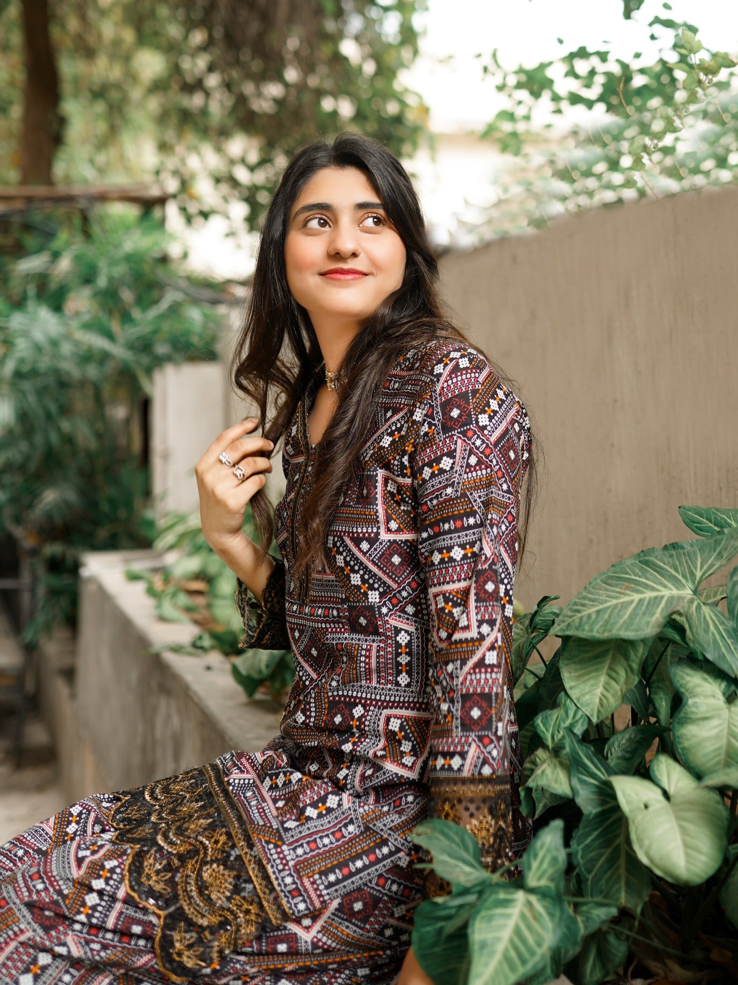 Multi MH Cloth House Blended Lawn Embroidered Stitched 2-Piece Suit-Ajrak-e-Sukhan