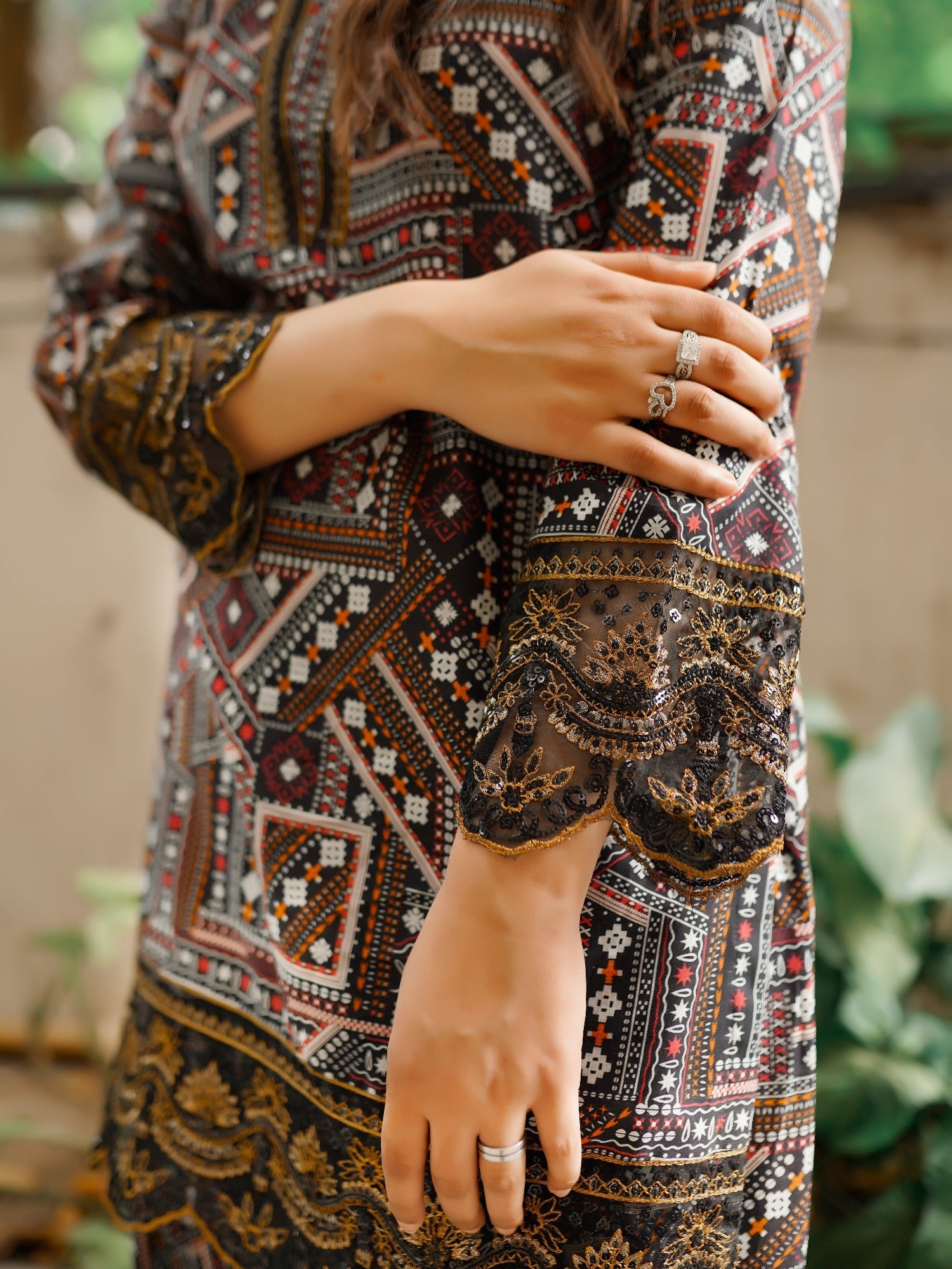 Multi MH Cloth House Blended Lawn Embroidered Stitched 2-Piece Suit-Ajrak-e-Sukhan