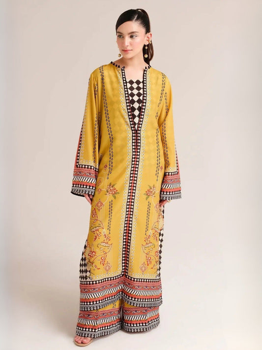 Yellow MH Cloth House Blended Lawn Printed Co-Ord Set-Roshanzar
