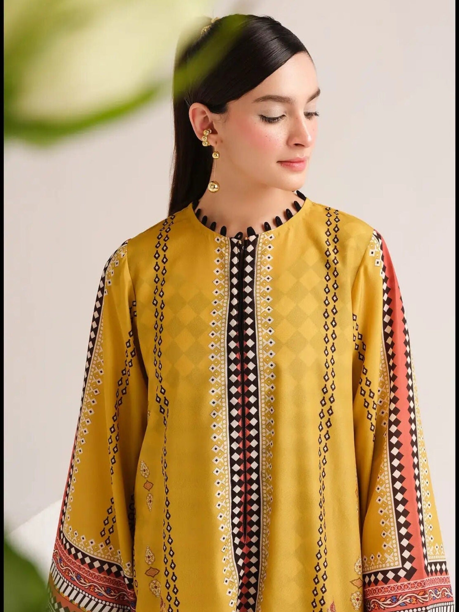 Yellow MH Cloth House Blended Lawn Printed Co-Ord Set-Roshanzar