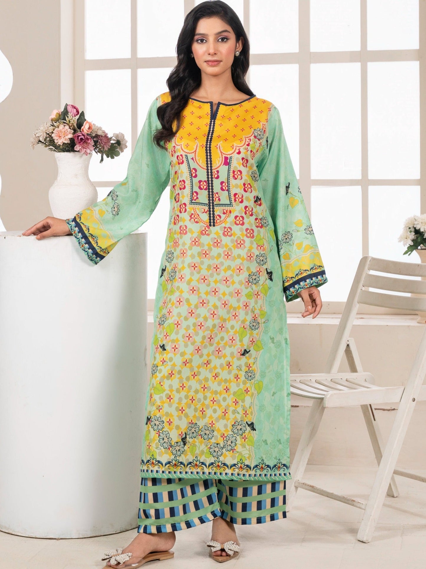Green MH Cloth House Blended Lawn Printed Co-Ord Set-Shamaeel