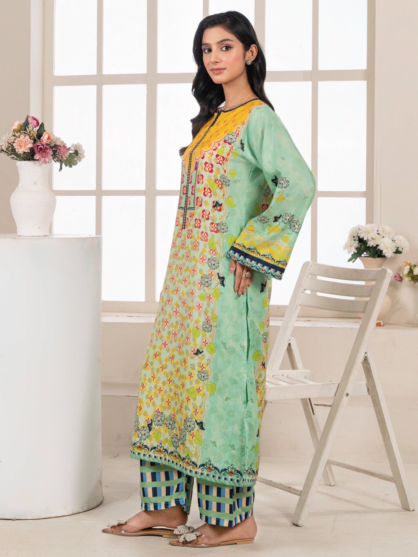 Green MH Cloth House Blended Lawn Printed Co-Ord Set-Shamaeel