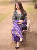Purple black MH Cloth House Silk Printed Stitched 2-Piece Suit-Husnara