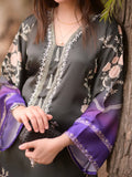 Purple black MH Cloth House Silk Printed Stitched 2-Piece Suit-Husnara