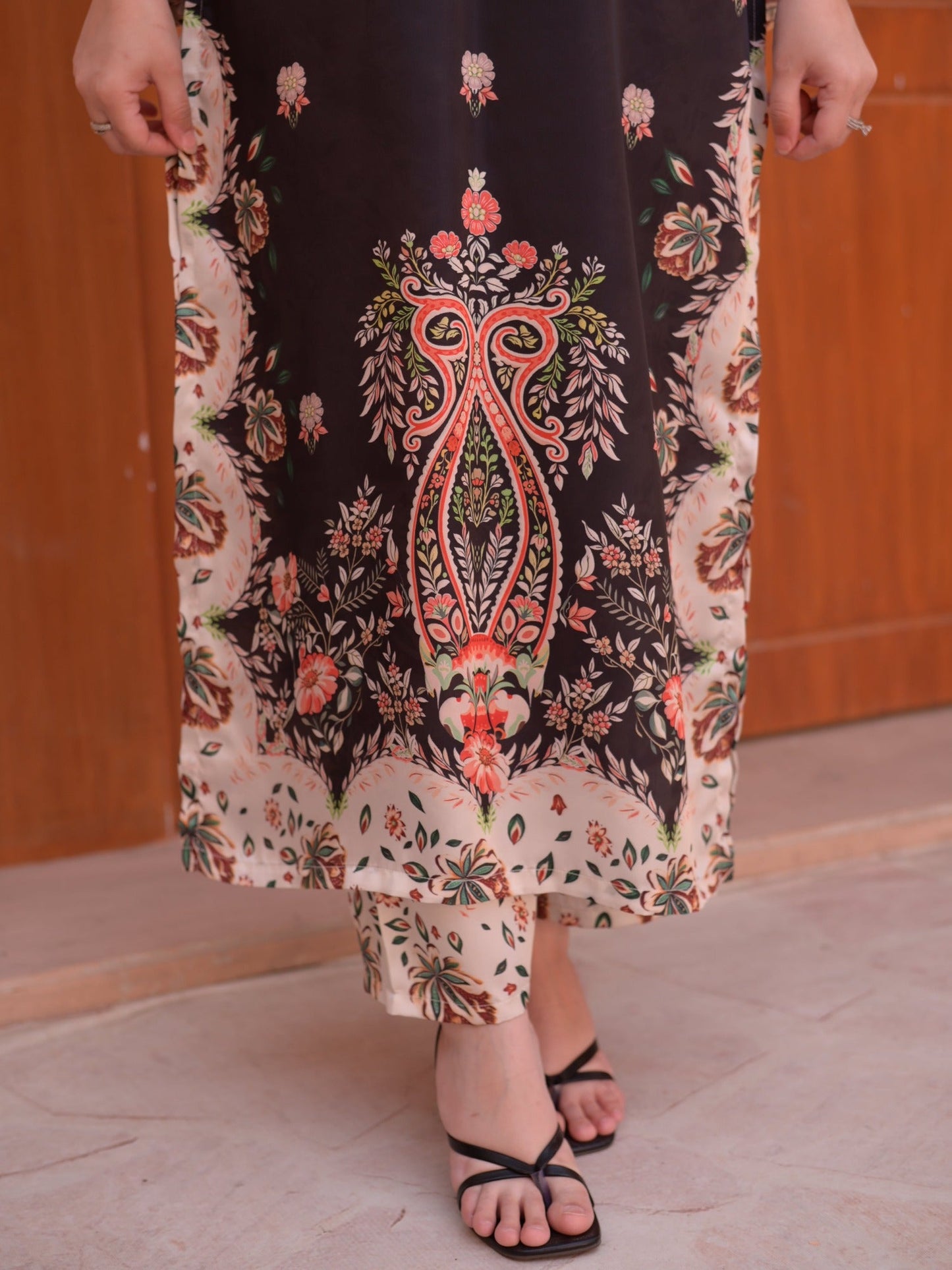 Black Multi MH Cloth House Silk Embroidered Stitched 2-Piece Suit-Khumaar