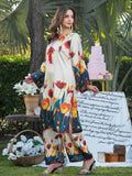 Cream MH Cloth House Silk Printed Stitched 2-Piece Suit-Rang-E-Gul