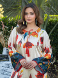 Cream MH Cloth House Silk Printed Stitched 2-Piece Suit-Rang-E-Gul