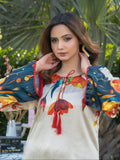Cream MH Cloth House Silk Printed Stitched 2-Piece Suit-Rang-E-Gul