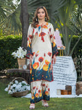Cream MH Cloth House Silk Printed Stitched 2-Piece Suit-Rang-E-Gul